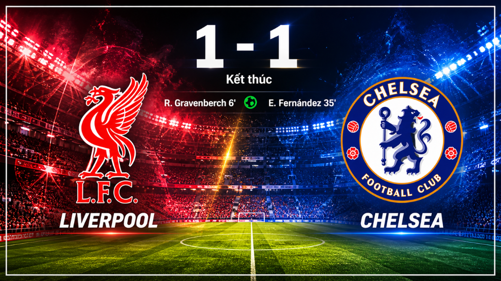 Liverpool hụt bước trước Chelsea dù Enzo ghi bàn đẳng cấp